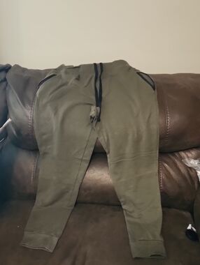 Jockey Olive Green Men's Jogger Sweatpants with Black Drawstrings